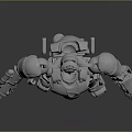 Silver Metallic Robot Figure With Mechanical Armor Limbs And Antenna Design
