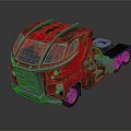 Red Custom Vintage Truck With Unique Windshield Design And Metal Chassis