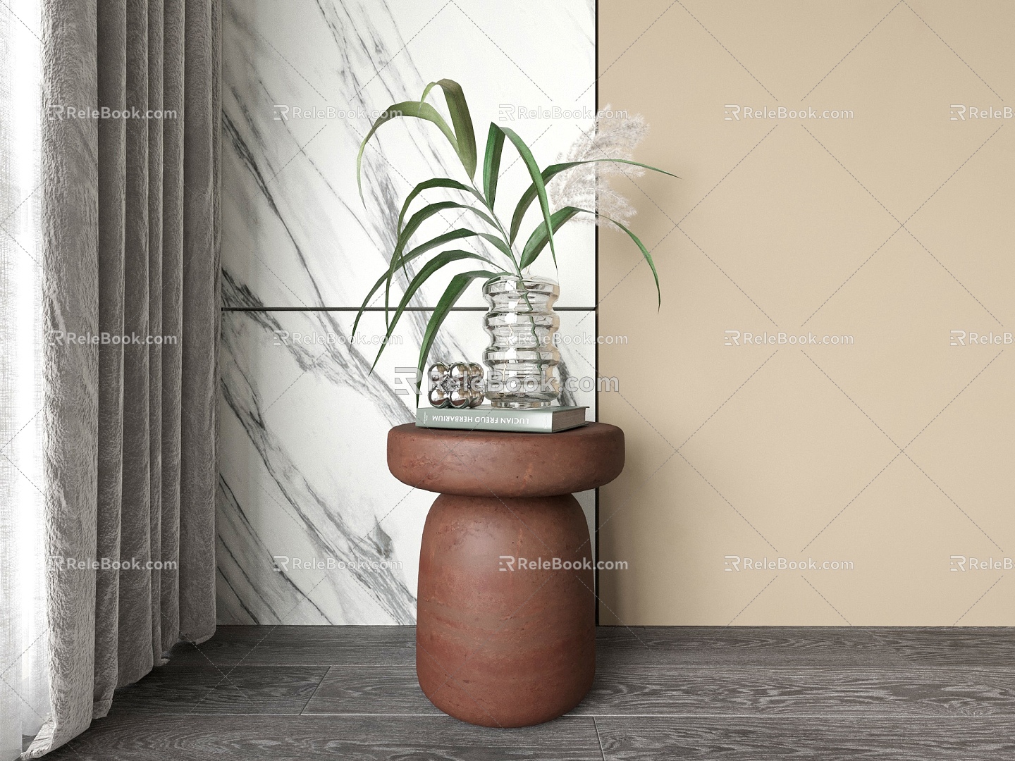 Round Table Coffee Table Bedside Table Vase 3d model