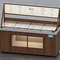 Premium Wooden Buffet Sideboard With Glass Food Display Compartments And Upper Menu Board For Restaurant
