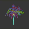 Silver Palm Tree with Feathery Fronds and Brown Trunk on Neutral Grey Background