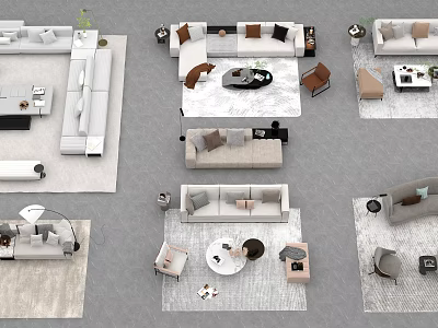 Modern Sofa And Coffee Table Set With Various Designs Rugs And Side Chairs 3d model