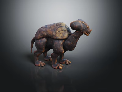 Creative Creature Sculpture Of Turtle With Four Legs And Shell Design 3d model