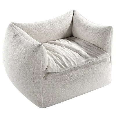 Creamy Fabric Single Sofa With Modern Minimalist Design Plush Cushion And Rounded Armrests 3d model