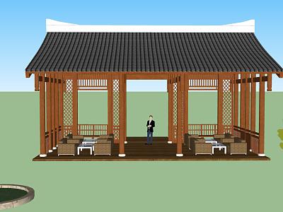 Chinese-style pavilion model