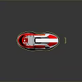 Futuristic Red And White Compact Vehicle With Streamlined Design And Transparent Windows