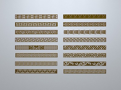 Chinese-style window grilles line silhouette pane window sill border engraved window edge strip construction 3d model