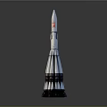 White Aerospace Rocket With Multiple Engines And Red Side Logo
