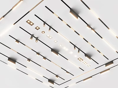 Modern Ceiling Lighting Design with Downlights and Spotlights for Interior Spaces 3d model