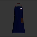 Stylish Blue Kitchen Apron With Red Straps And Brown Pocket 3d model