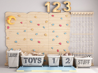 Modern Toys Children's Recreation Room Rock Climbing Wall Children's Toys Rope Ladder Children's Room Accessories Ornaments Entertainment Toys 3d model