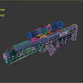 Blue Modern Sniper Rifle With Tactical Scope And Sleek Design Elements For Shooting 3d model
