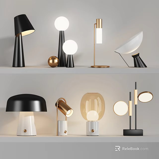 Modern Table Lamps Featuring Various Designs and Shapes for Home Decor 3d model 