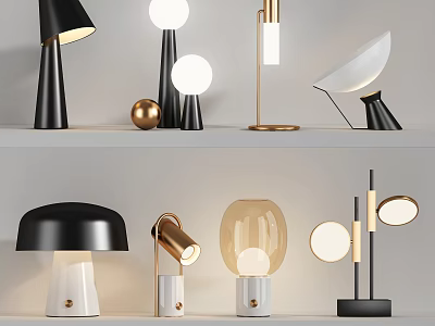 Modern Table Lamps Featuring Various Designs and Shapes for Home Decor 3d model