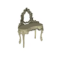 Ornate Golden Dressing Table With Intricate Carvings And Elegant Mirror Top