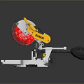 Yellow Household Miter Saw with Red Blade and Silver Base for Home DIY Cutting Projects