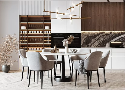 Modern Dining Table and Chair Combination 3d model
