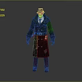 Stylish Game Movie Character With Long Black Coat Fedora Hat Red Pants Belt And Gloves