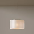 Modern White Cylindrical Pendant Light With Textured Shade Hanging From Gray Ceiling 3d model