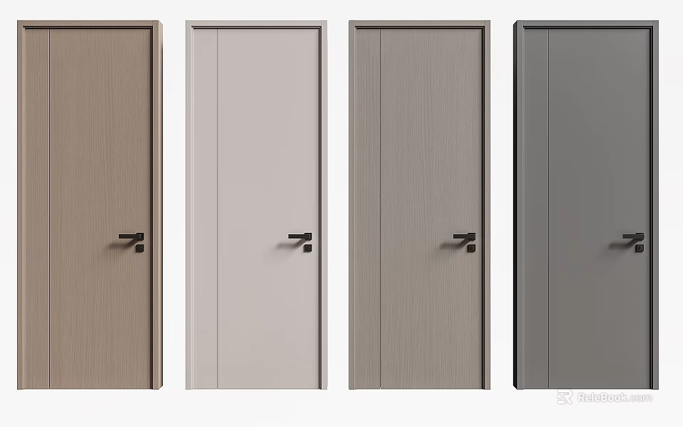 Modern Contemporary Hinged Door Designs With Sleek Wooden And Matte Finish For Home Interior 3d model 