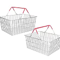 Two Public Facility Shopping Baskets with Metal Frame and Red Handle Design 3d model