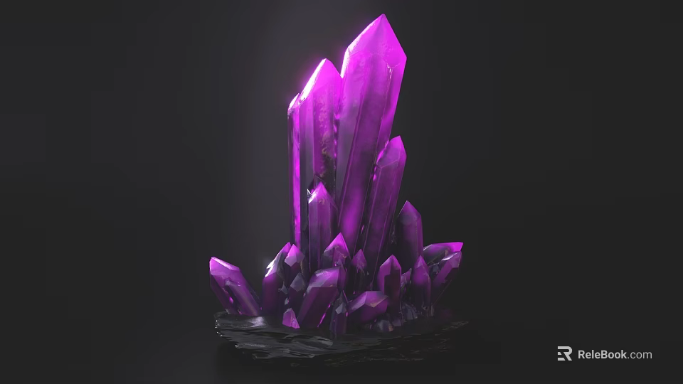 Decorative Ornament Set with Purple Crystal Cluster for Elegant Home Decoration 3d model 