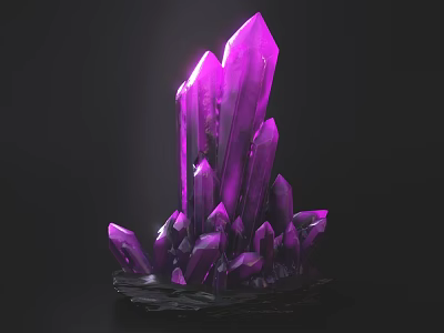 Decorative Ornament Set with Purple Crystal Cluster for Elegant Home Decoration 3d model