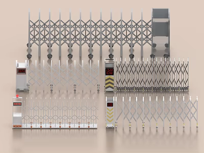 Retractable Metal Entrance Gates With Various Designs And Security Control Features 3d model