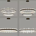 Modern Circular Chandelier With Gold Frame Transparent Glass Layered Hanging Design