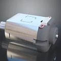 Small Electric Motor with Metal Casing Mounting Brackets and Rotating Shaft