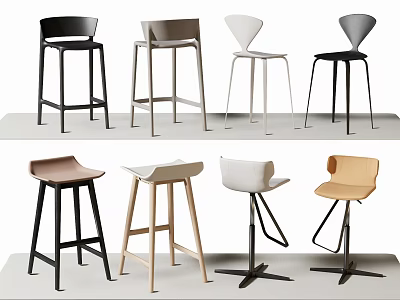 Modern Bar Stools With Various Designs And Colors For Home Kitchen Areas 3d model