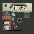 Pink And Beige Cartoon Food Truck With Chimney Sandbags Staircase And Fire Pit