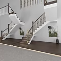 Modern Interior Stairs With Wooden Steps Dark Handrails And Lighting Decor