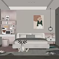 Kids' Room Interior Design With Bed Bookshelf Wall Art Rug And Storage Cabinets