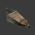 Traditional Handcrafted Wooden Bucket With Metal Hoops And Curved Structure