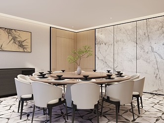 New Chinese-style private room restaurant private big round table 3d model