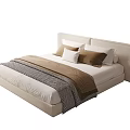 Modern Double Bed With Upholstered Headboard Soft Bedding And Decorative Pillows 3d model