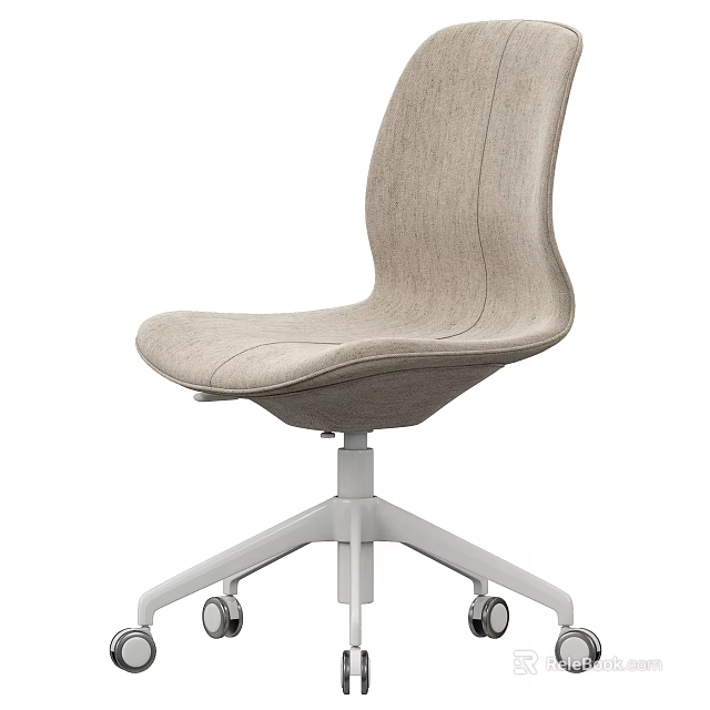 Modern Beige Fabric Office Chair With Ergonomic Design And Rolling Wheels 3d model 