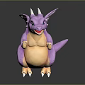 Cute Purple Baby Dragon With White Horns Wings And Yellow Belly