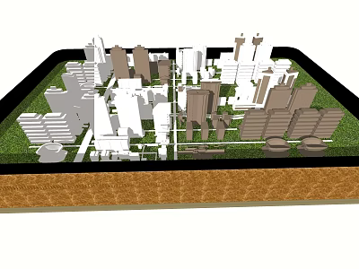 Detailed Urban Model With Various Buildings And Green Vegetation Areas 3d model