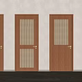 Wooden Hinged Doors With Different Panel Designs And Classic Brass Handles 3d model