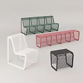 Modern Outdoor Chair Collection Featuring Sleek Wireframe Structure and Multiple Sizes