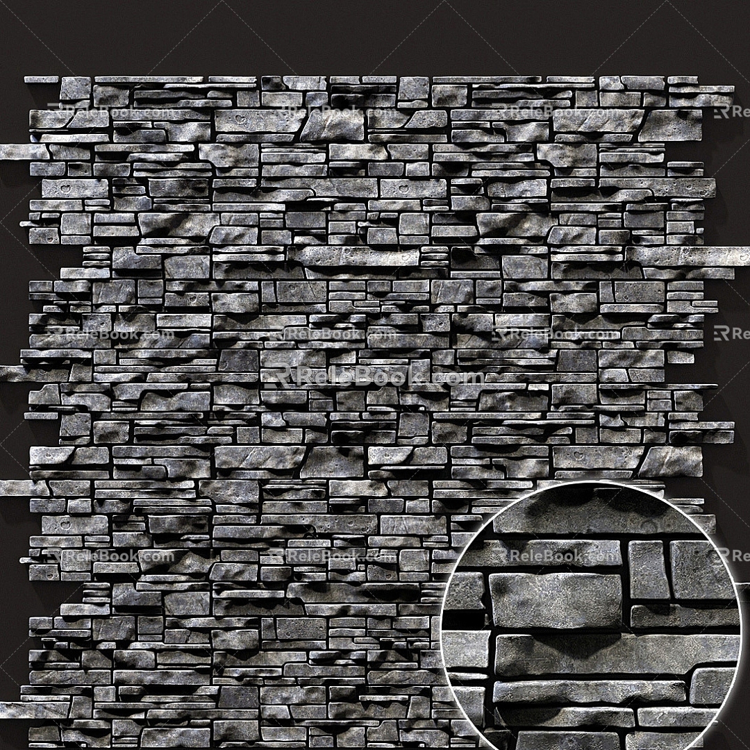 Background wall cultural stone brick wall 3d model