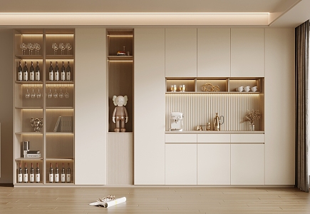 Modern Wine Cabinet Cream Wine Cabinet 3d model