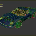 Blue Classic Sports Car With Sleek Body Design And Black Wheels