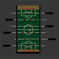 Fun Wooden Foosball Table with Colorful Red Yellow Players Black Handles and Green Tabletop Surface