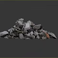 Raw Wood and Stone Materials in a Pile for Construction Projects 3d model