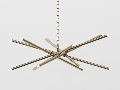 Modern Minimalist Metal Chandelier With Crossed Rods And Hanging Chain Design 3d model