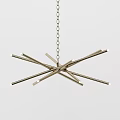 Modern Minimalist Metal Chandelier With Crossed Rods And Hanging Chain Design