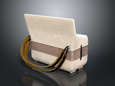 Stylish White Handbag For Daily Life Use With Brown Straps And Practical Design 3d model